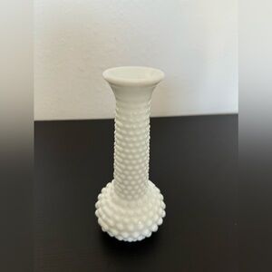 Vintage E.O. Brody Co. White Milk Glass Hobnail Bud Vase 7.5”